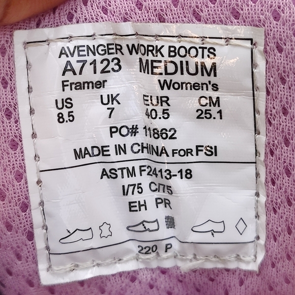 AVENGER Women's Composite Toe Waterproof Framer Boots Brown/Lilac Size US 8.5 - Picture 13 of 13